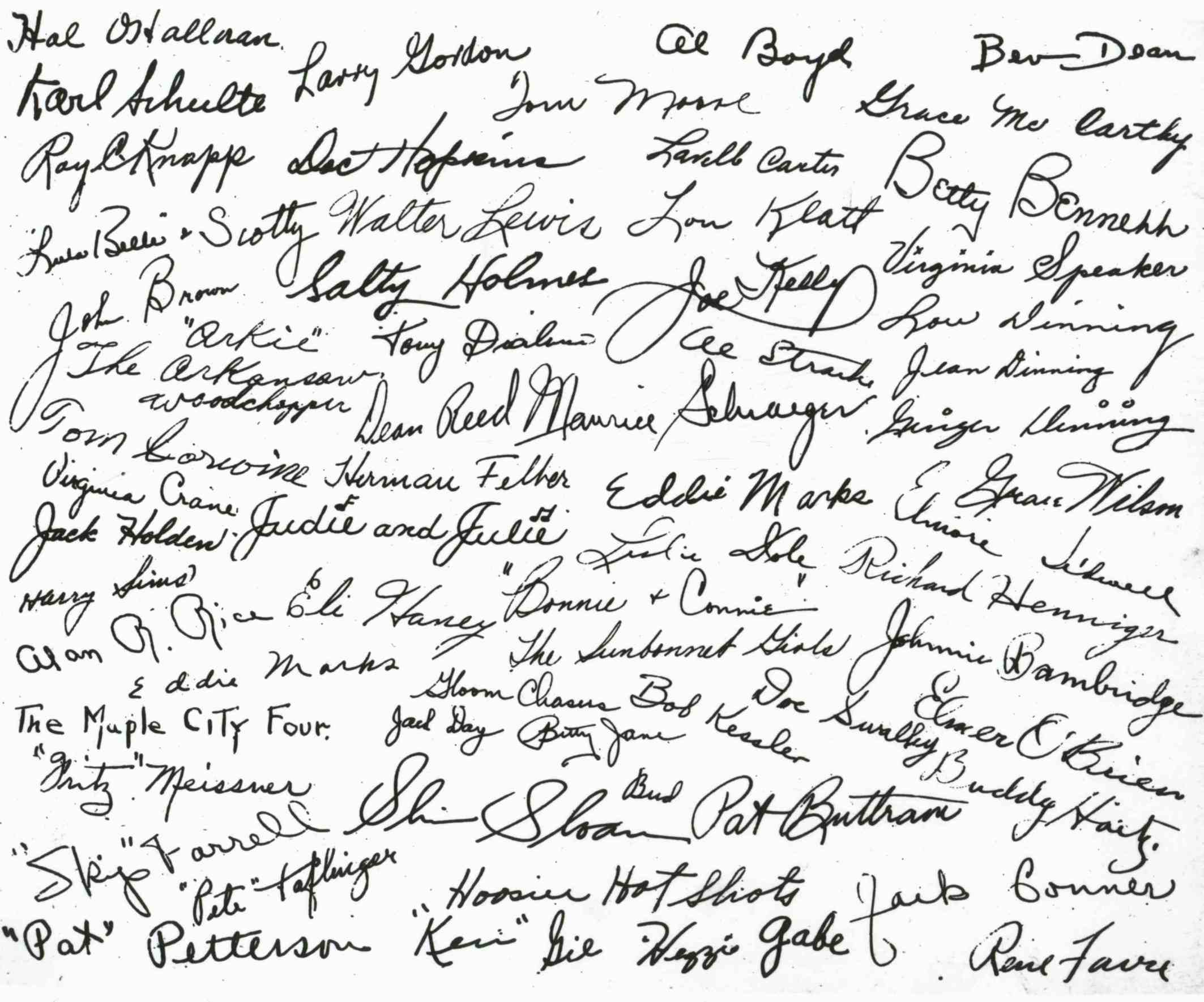 Autographs Of Members Of The WLS National Barn Dance
